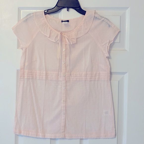 J. Crew Tops - J Crew Pink Polka Dot Cotton Blouse - Size 6